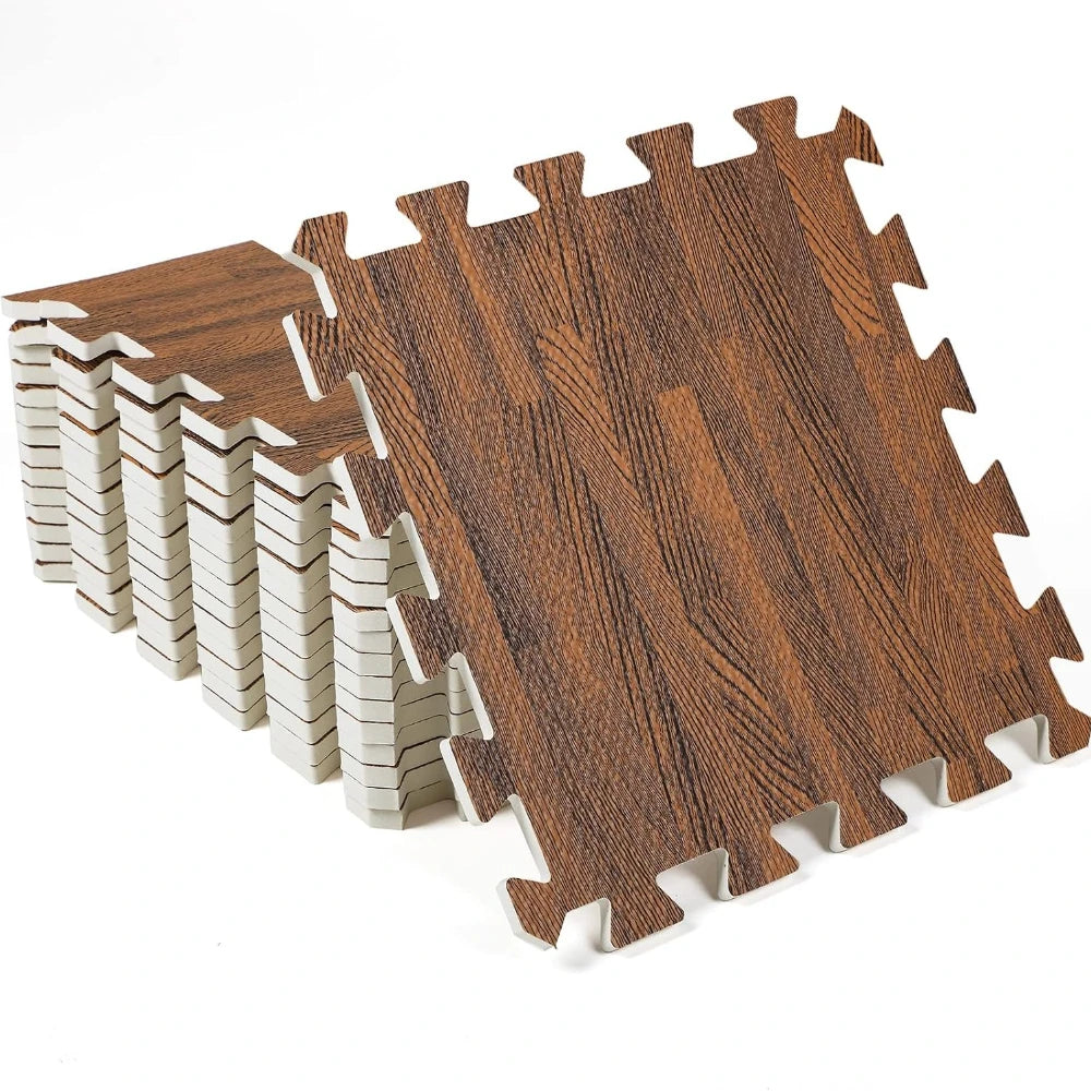 Puzzlematten in Holzoptik aus EVA-Schaum für Spielzimmer, Wohnzimmer und Training – je 30 × 30 cm, 8 oder 16 Stück, ineinandergreifend, 2 Farben
