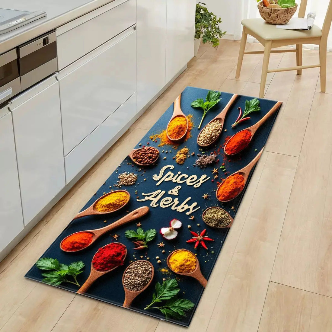 Bedruckte Küchenmatte aus Polyester für Küche, Flur und Waschküche – 40 × 60 bis 50 × 160 cm, saugfähig, rutschfest, waschbar, 6 Motive