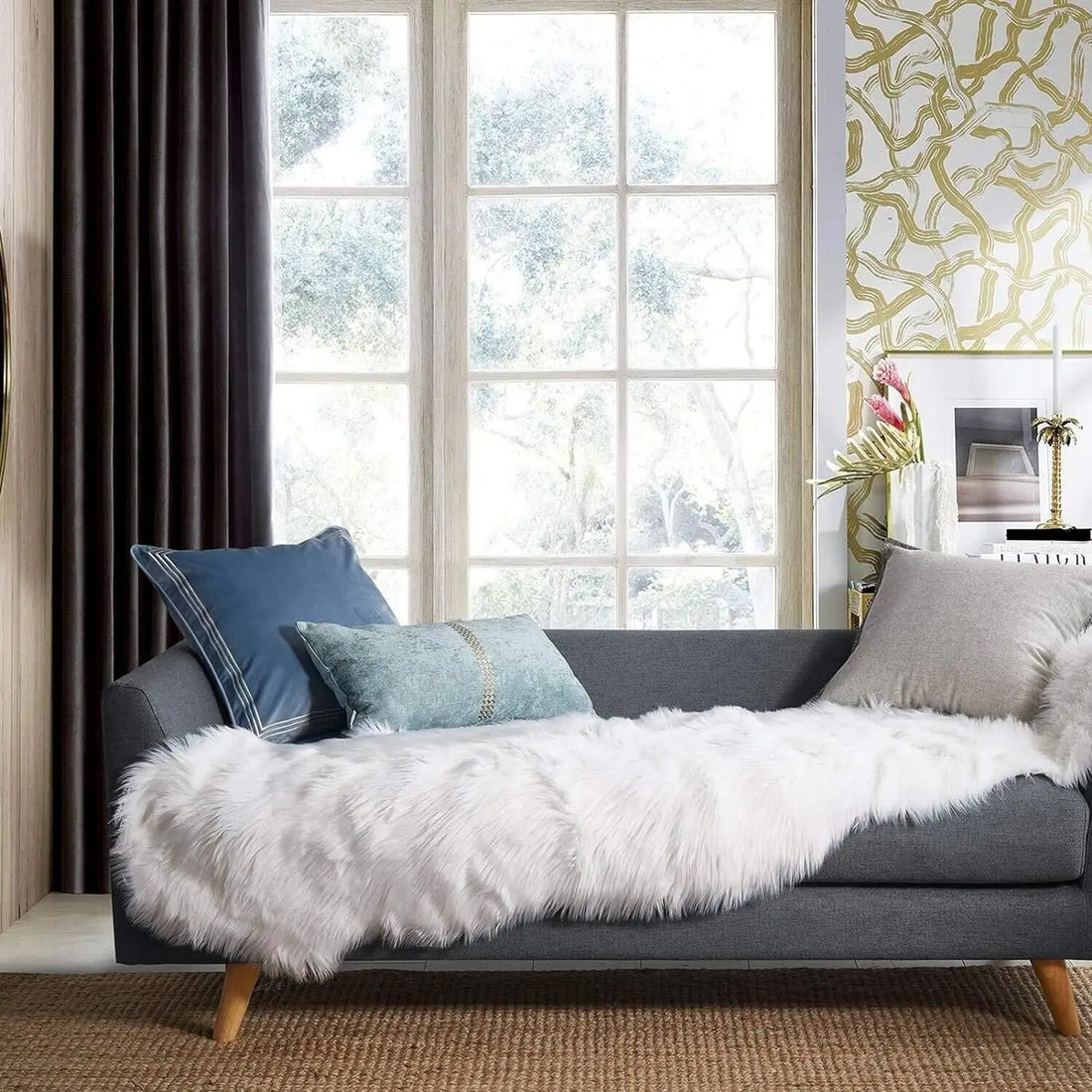 Kunstfell-Teppich in Schaffell-Optik mit langem Flor für Wohnzimmer, Schlafzimmer und Sofa – 45 × 65 bis 80 × 220 cm, 5–6 cm Flor, 10 Farben