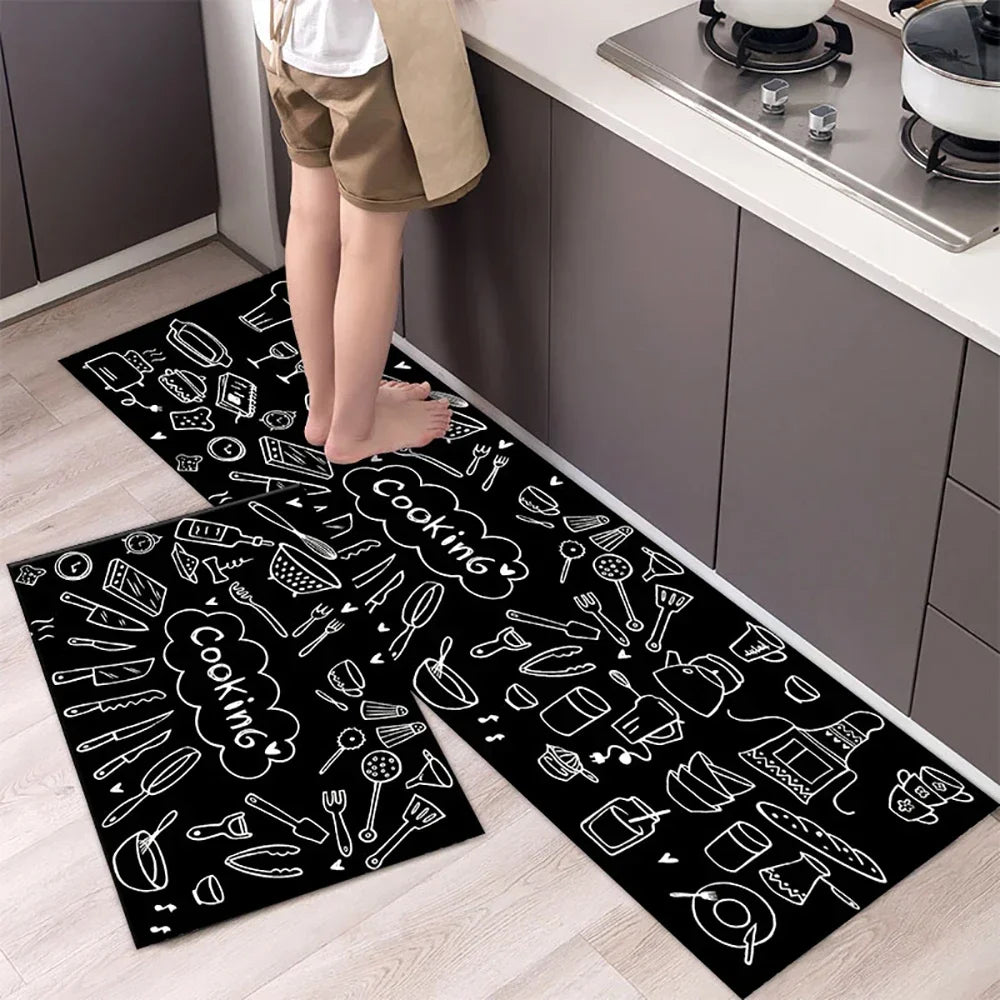 Langer Küchenläufer aus Kristallsamt für Küche, Flur und Wohnzimmer – 40 × 60 bis 50 × 160 cm, bedruckt, saugfähig, rutschfest, PVC-Rücken, 25 Motive