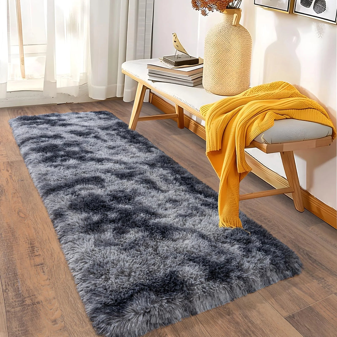 Ultraweicher Plüsch-Läufer für Schlafzimmer, Flur und Wohnheim – 40 × 60 bis 80 × 200 cm, flauschig, rutschfest, als Bettvorleger, 10 Farben
