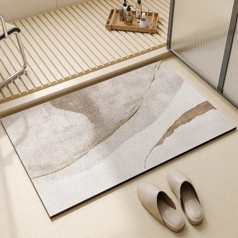 Saugfähige Kieselgur-Badematte im Wabi-Sabi-Stil für Bad und Küche – 20 × 30 bis 60 × 90 cm, schnell trocknend, rutschfest, 5 Motive