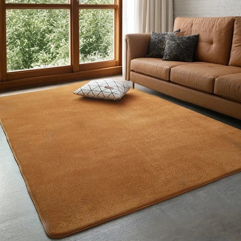 Weicher Teppich aus Korallensamt für Wohnzimmer, Schlafzimmer und Spielecke – 80 × 120 bis 140 × 200 cm, einfarbig, rechteckig, rutschfest, 9 Farben