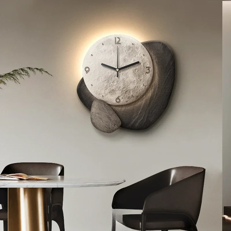 Wanduhr mit Kristallporzellan-Bild für Wohnzimmer und Restaurant – 40 × 40 oder 50 × 50 cm, rahmenlos, wahlweise mit LED-Licht, 4 Motive