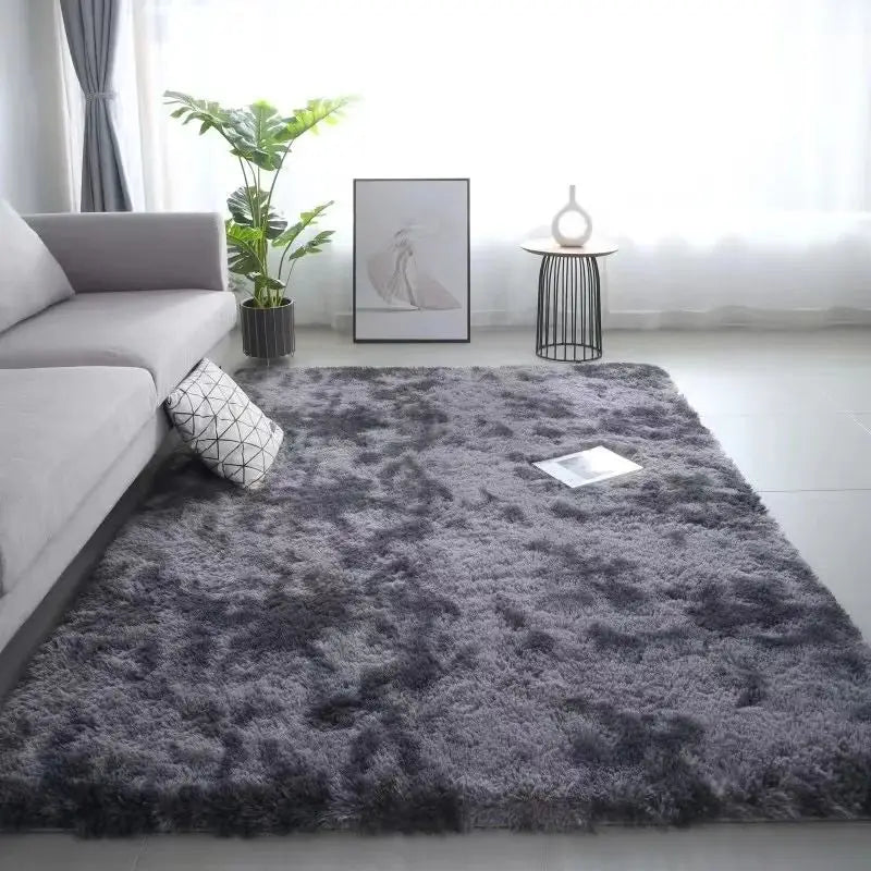 Flauschiger Teppich aus Seidenwolle mit Batikmuster für Kinderzimmer, Wohnzimmer und Schlafzimmer – 40 × 60 bis 160 × 230 cm, rutschfest, waschbar