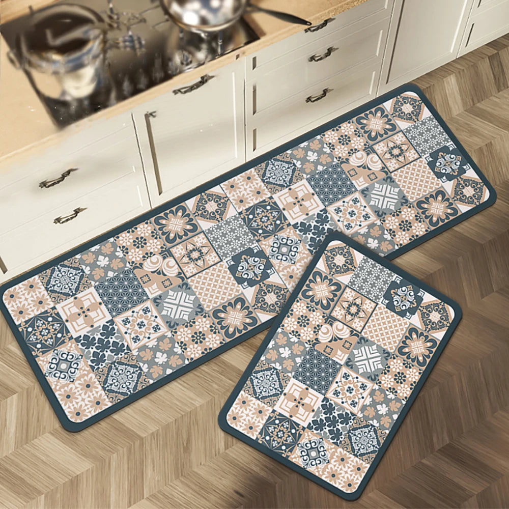 Bedruckte Küchenmatte aus Kristallsamt für Küche, Flur und Eingang – 40 × 60 bis 50 × 160 cm, auch im Zweierset, saugfähig, rutschfest, 18 Motive
