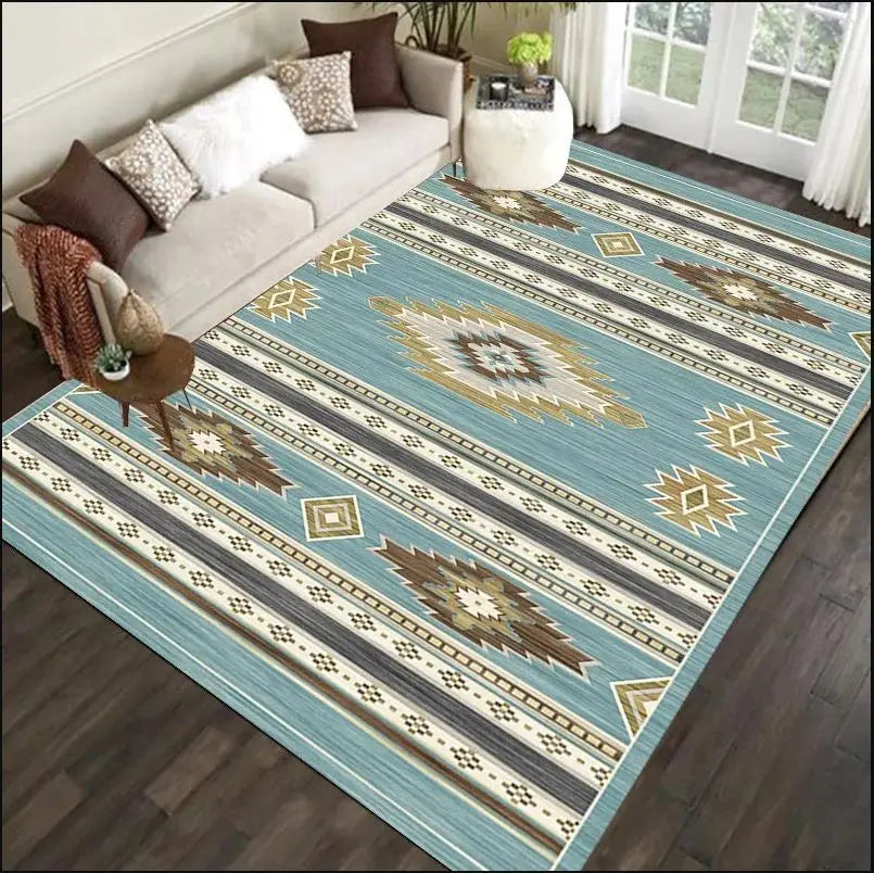 Teppich aus Kristallsamt im marokkanischen Boho-Stil für Wohnzimmer und Schlafzimmer – 40 × 60 bis 160 × 230 cm, bedruckt, schmutzabweisend, 25 Motive