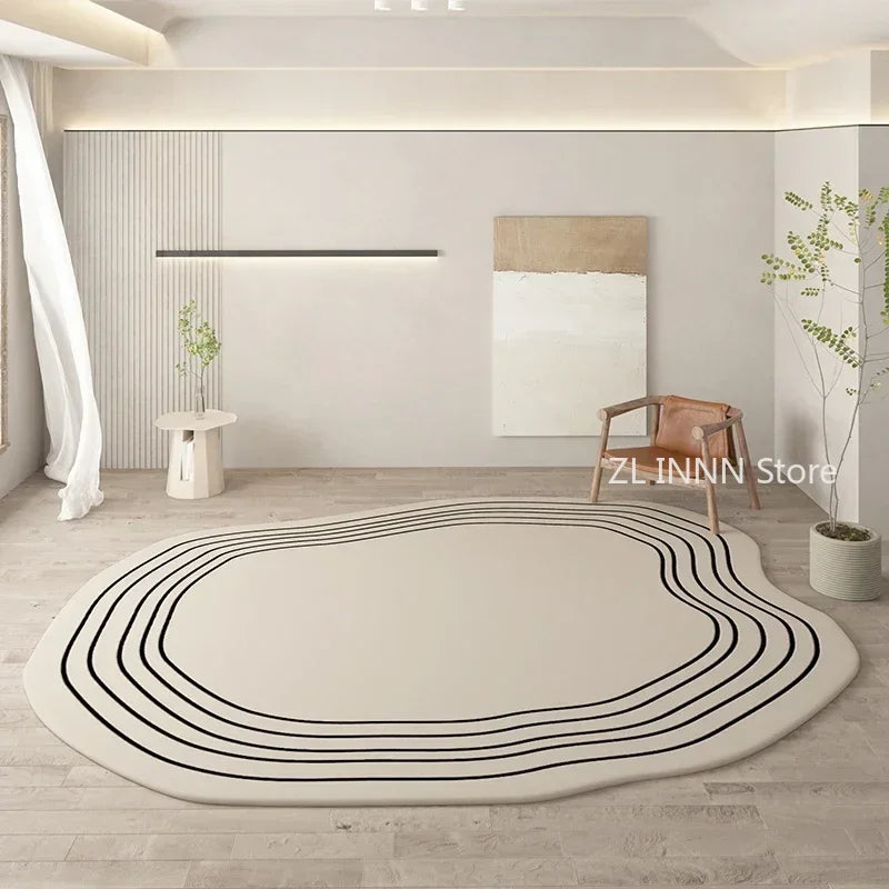 Unregelmäßig ovaler Kurzflorteppich im nordischen Stil für Wohnzimmer und Schlafzimmer – 60 × 90 bis 200 × 400 cm, rutschfest, waschbar, 14 Motive