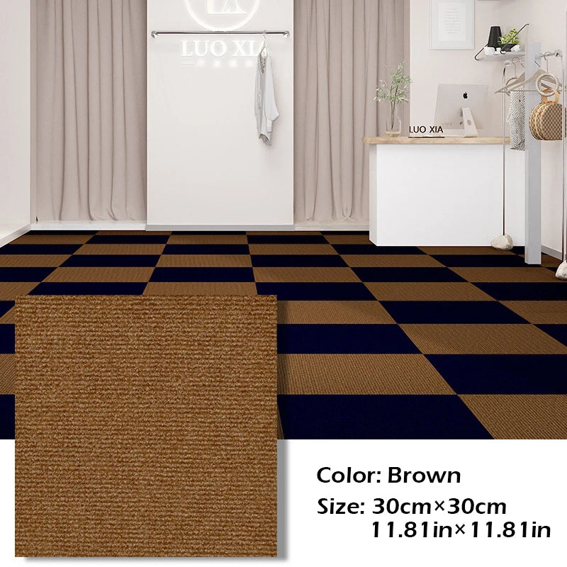 Selbstklebende Teppichfliesen aus Polyester für Schlafzimmer, Wohnzimmer und Büro – 30 × 30 cm, rutschfest, fleckenbeständig, 5 bis 30 Stück, 6 Farben