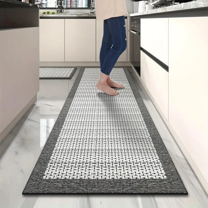 Küchenläufer in Webteppich-Optik mit Kieselgur-Gummischicht für Küche, Bad und Restaurant – 45 × 60 bis 45 × 160 cm, saugfähig, rutschfest, 3 Farben