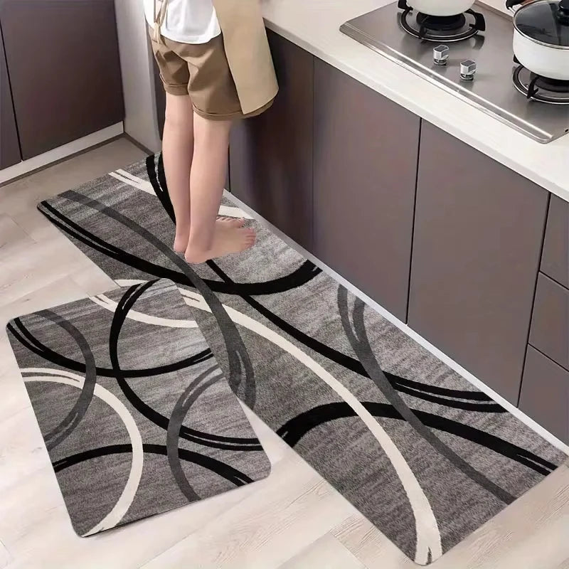 Minimalistischer geometrischer Teppich aus Kristallsamt für Küche, Wohnzimmer, Foyer und Balkon – 40 × 60 bis 50 × 160 cm, saugfähig, rutschfest