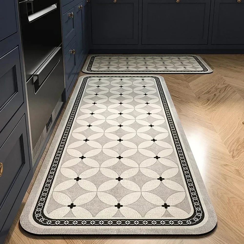 Bedruckte Küchenmatte aus Kristallsamt für Küche, Flur und Eingang – 40 × 60 bis 50 × 160 cm, auch im Zweierset, saugfähig, rutschfest, 18 Motive