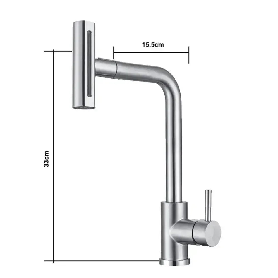 Ausziehbare Küchenarmatur aus Edelstahl 304 mit Schwenk-Sprühkopf für die Spüle – 360° drehbar, Wasserfall- und Brausestrahl, Einhebelmischer, Gold