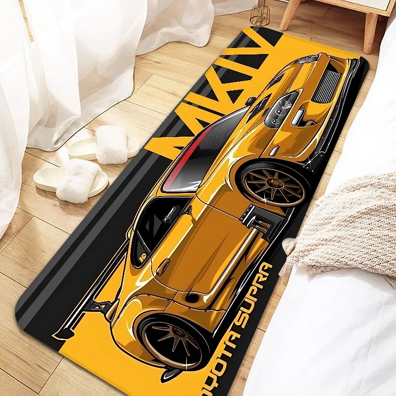 Teppich mit Rennsport-Motiv für Schlafzimmer, Flur und Eingang – 40 × 60 bis 80 × 180 cm, Flanell, weich, rutschfest, geräuschdämpfend, 16 Motive