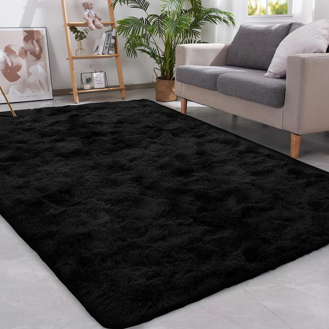 Zotteliger Teppich in Batik-Optik mit Samtflor für Wohnzimmer, Schlafzimmer und Kinderzimmer – 50 × 80 bis 160 × 230 cm, rutschfest, 4 Farben