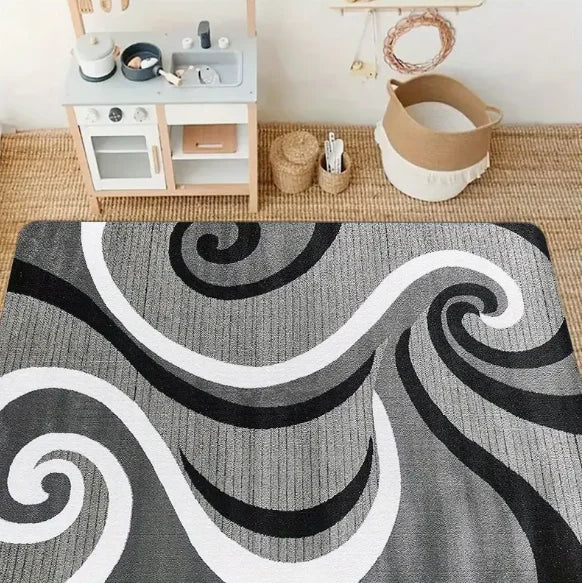Moderner Teppich mit Linienmuster aus Flanell für Wohnzimmer, Schlafzimmer und Büro – 40 × 60 bis 120 × 160 cm, rechteckig, rutschfest, 5 Motive