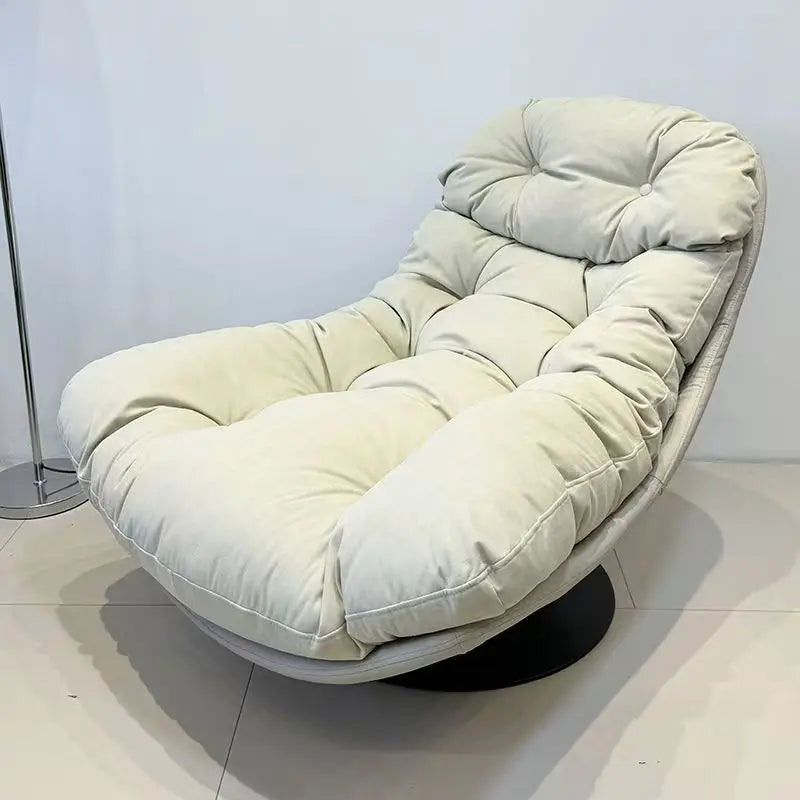 Drehbarer Loungesessel mit Stoffbezug für Balkon, Wohnzimmer und Gaming – gepolstert, Schaukelfunktion, ohne Armlehnen, 4 Ausführungen