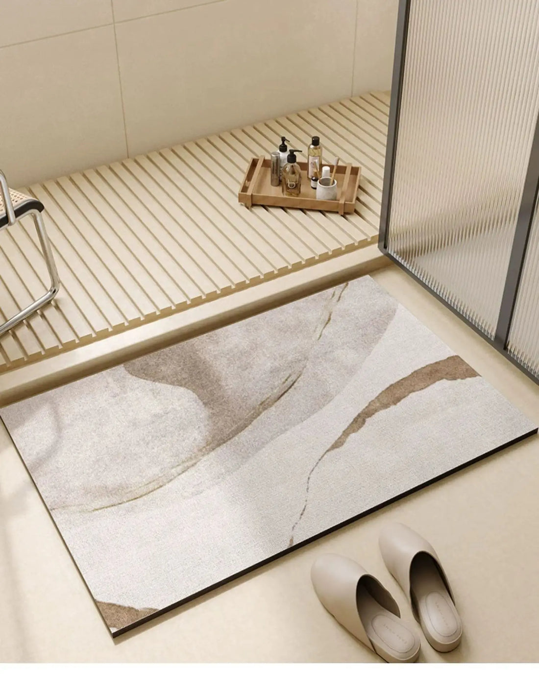 Saugfähige Kieselgur-Badematte im Wabi-Sabi-Stil für Bad und Küche – 20 × 30 bis 60 × 90 cm, schnell trocknend, rutschfest, 5 Motive