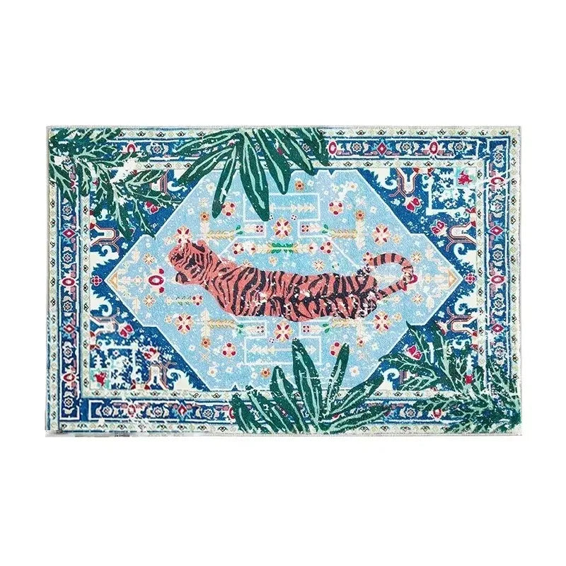 Teppich mit Leoparden- und Tigermotiven im orientalischen Stil für Wohnzimmer und Schlafzimmer – 40 × 60 bis 180 × 240 cm, Flanell, 13 Motive