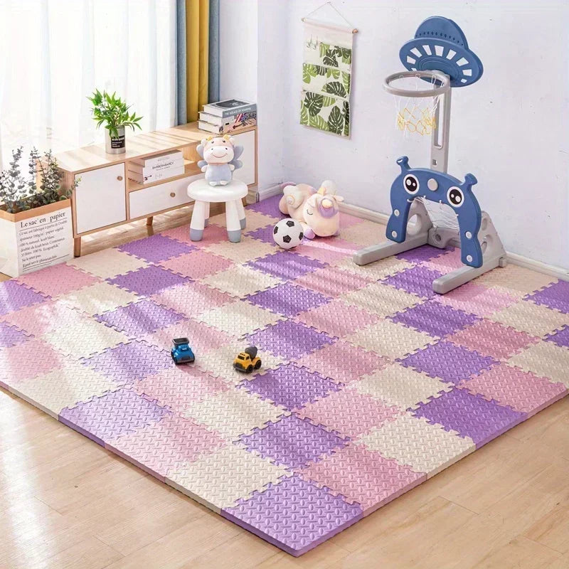 Dicke Puzzlematte aus EVA-Schaum als Krabbel- und Spielmatte für Babys und Kinder – je 30 × 30 cm, 4 bis 16 Stück, rutschfest, wasserdicht, 15 Farben