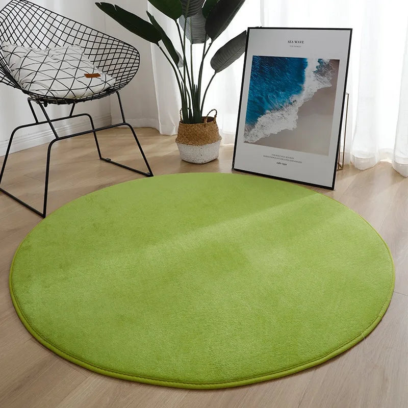Runder, einfarbiger Flanell-Teppich in 10 Farben für Schlafzimmer und Kinderzimmer – Ø 40 bis 120 cm, weich, rutschfest, waschbar