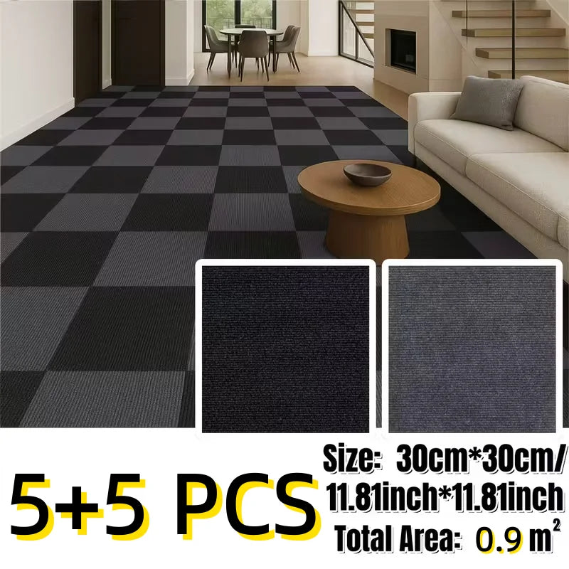 Selbstklebende Teppichfliesen zum Abziehen und Aufkleben für Schlafzimmer, Küche und Bad – 30 × 30 oder 40 × 40 cm, rutschfest, 10er-Pack, 14 Farben