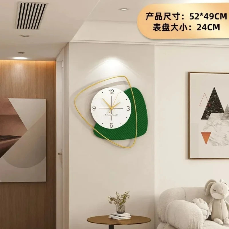 Moderne Wanduhr aus Metall als Wandkunst für Schlafzimmer und Wohnzimmer – 52 × 49, 53 oder 60 × 46 cm, geometrisch, geräuschlos, mehrere Modelle