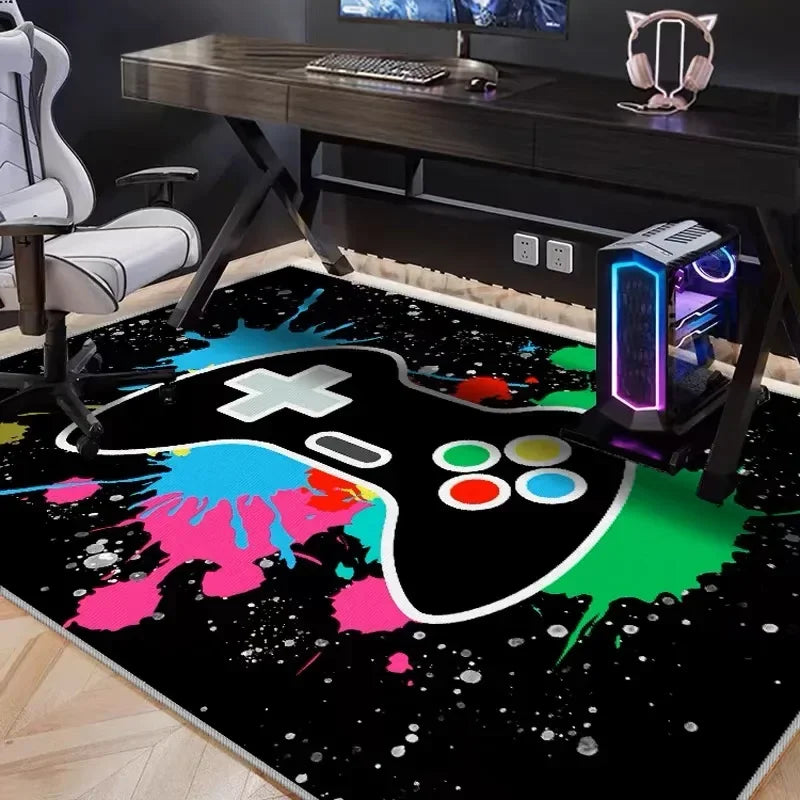 Gaming-Teppich aus Kristallsamt für E-Sport-Zimmer, Wohnzimmer und Büro – 80 × 120 bis 160 × 230 cm, schalldämmend, rutschfest, 14 Motive