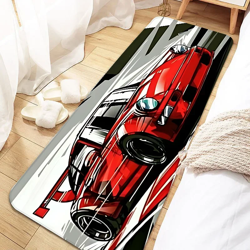 Teppich mit Rennsport-Motiv für Schlafzimmer, Flur und Eingang – 40 × 60 bis 80 × 180 cm, Flanell, weich, rutschfest, geräuschdämpfend, 16 Motive
