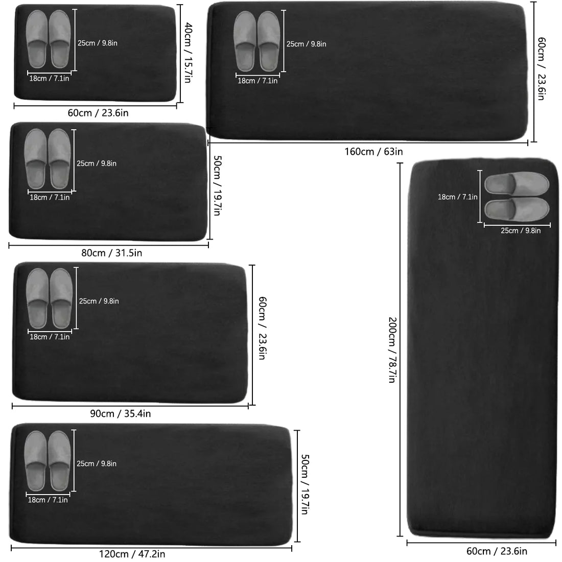 Verdickte Küchenmatte aus Flanell für Küche und Bad – 40 × 60 bis 60 × 200 cm, nimmt Wasser und Öl auf, rutschfest, waschbar, 5 Farben