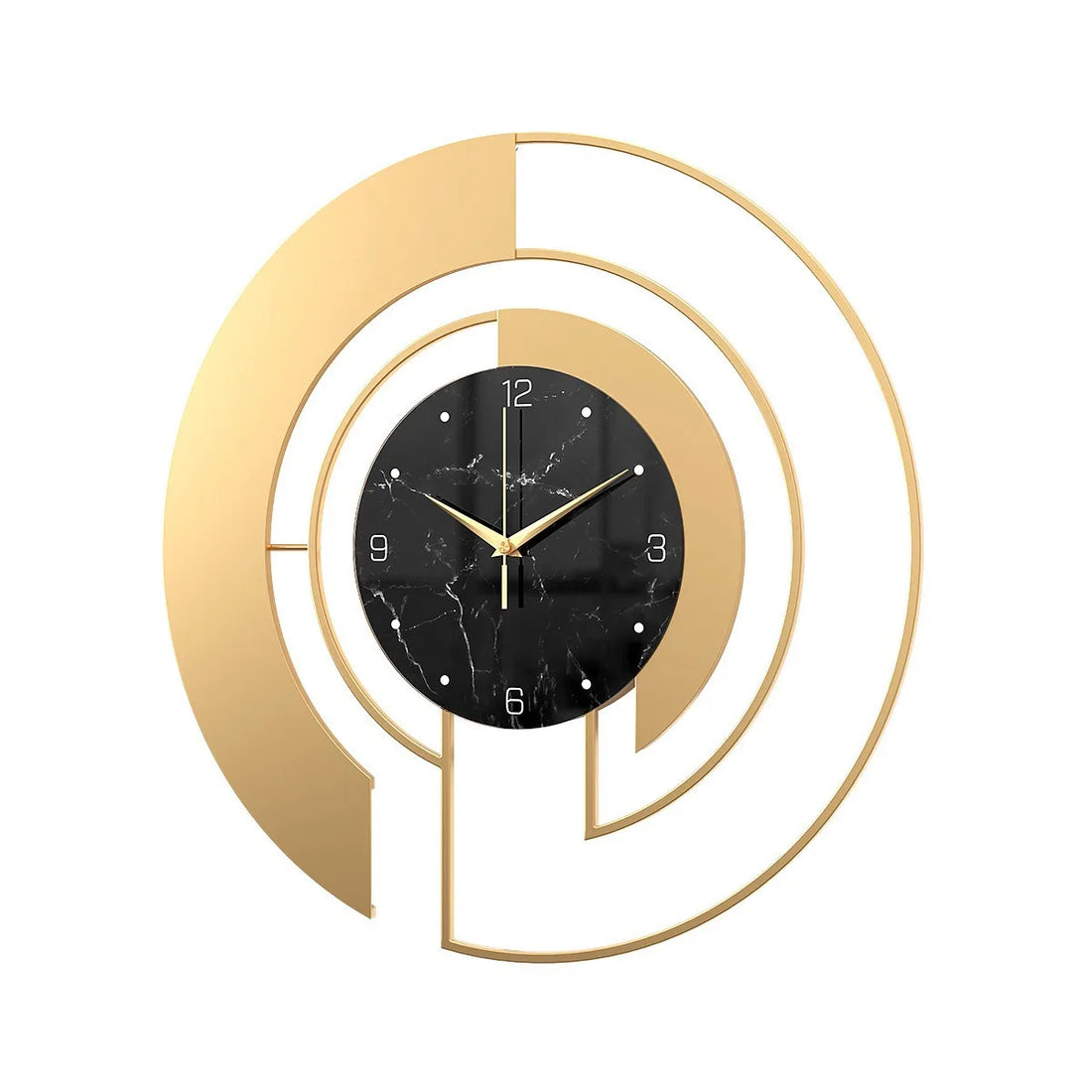 Wanduhr mit Metallrahmen und Zifferblatt in Marmoroptik für Wohnzimmer und Eingangsbereich – 46 × 46 cm, rund, geräuschlos, Gold oder Schwarz