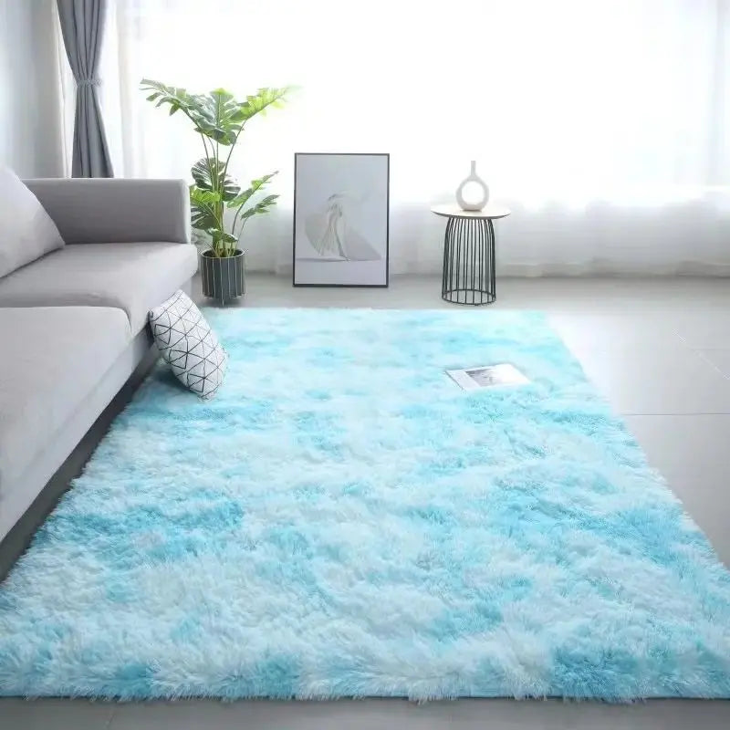 Flauschiger Teppich aus Seidenwolle mit Batikmuster für Kinderzimmer, Wohnzimmer und Schlafzimmer – 40 × 60 bis 160 × 230 cm, rutschfest, waschbar