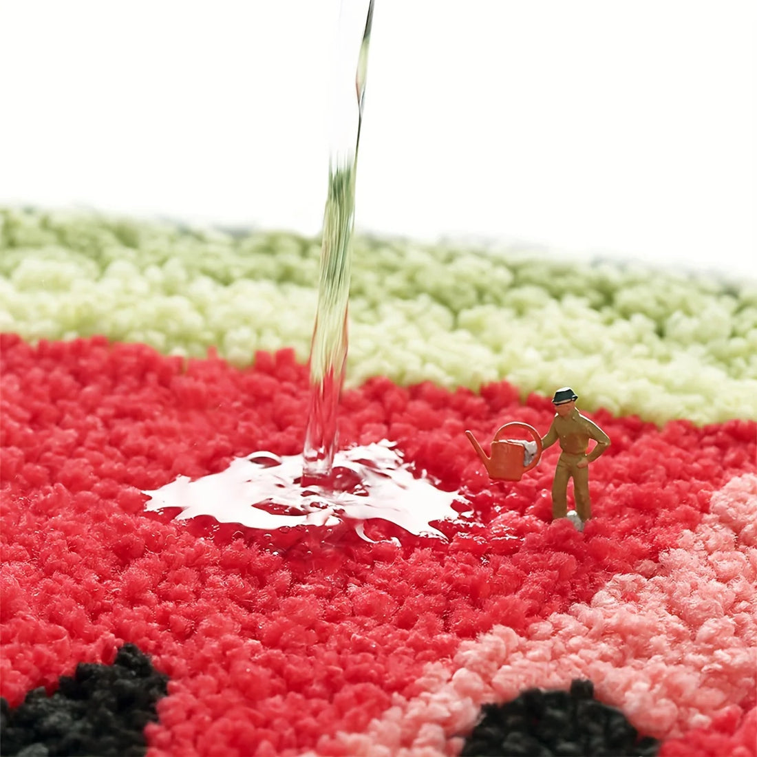 Halbrunde Badematte in Form einer Obstscheibe wie Kiwi oder Wassermelone für Bad, Schlafzimmer und Eingang – 45 × 80 cm, weich, saugfähig, 4 Motive