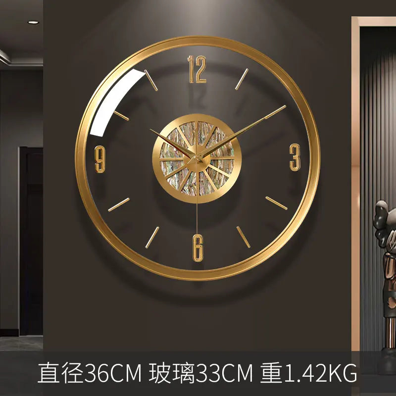 Runde Kunst-Wanduhr aus Glas und Metall im nordischen Stil für Wohnzimmer und Esszimmer – Ø 36 oder 40 cm, minimalistisch, geräuschloses Quarzwerk