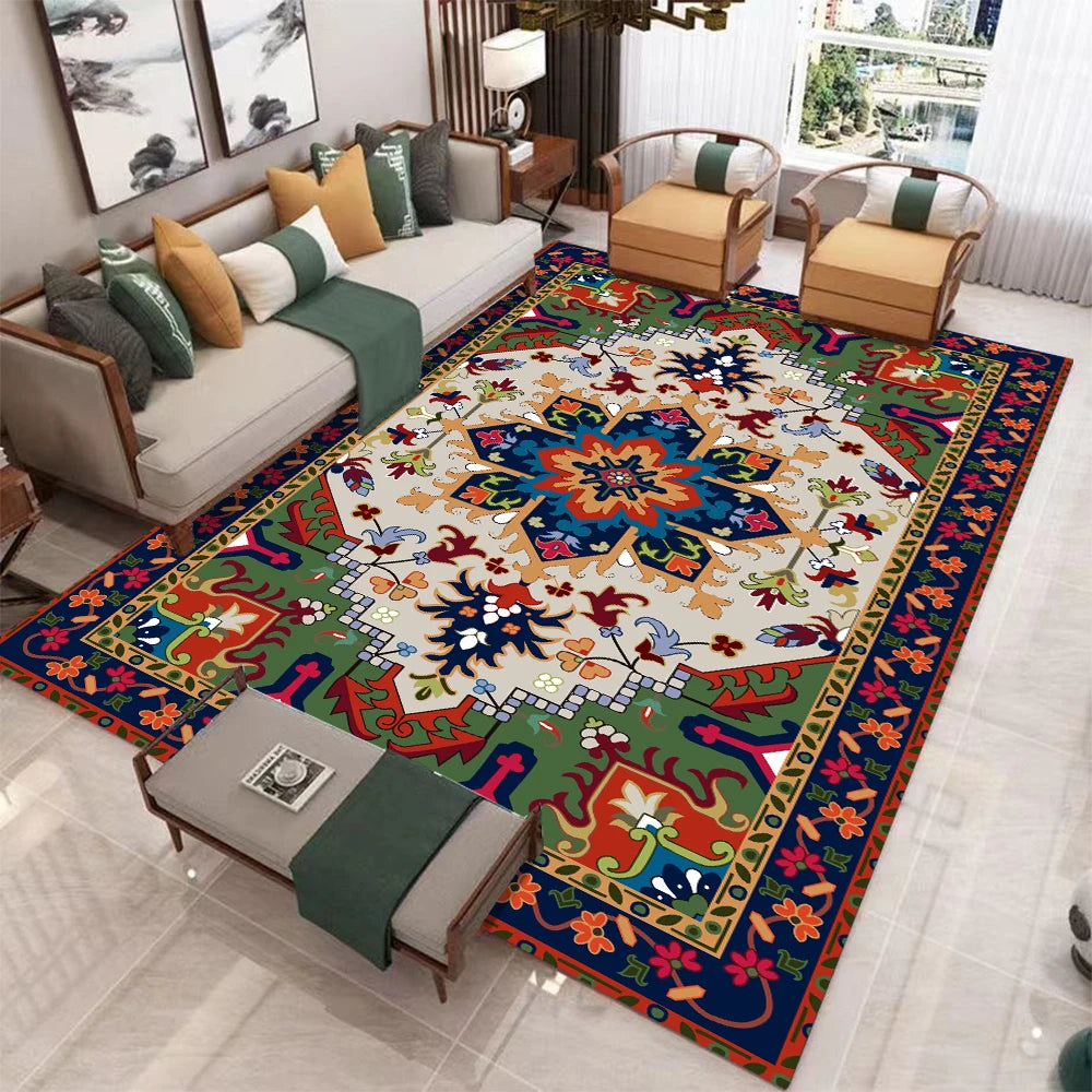 Retro-Teppich im europäischen Stil aus Flanell für Wohnzimmer, Schlafzimmer und Garderobe – 40 × 60 bis 120 × 160 cm, UV-Druck, rutschfest, 7 Motive