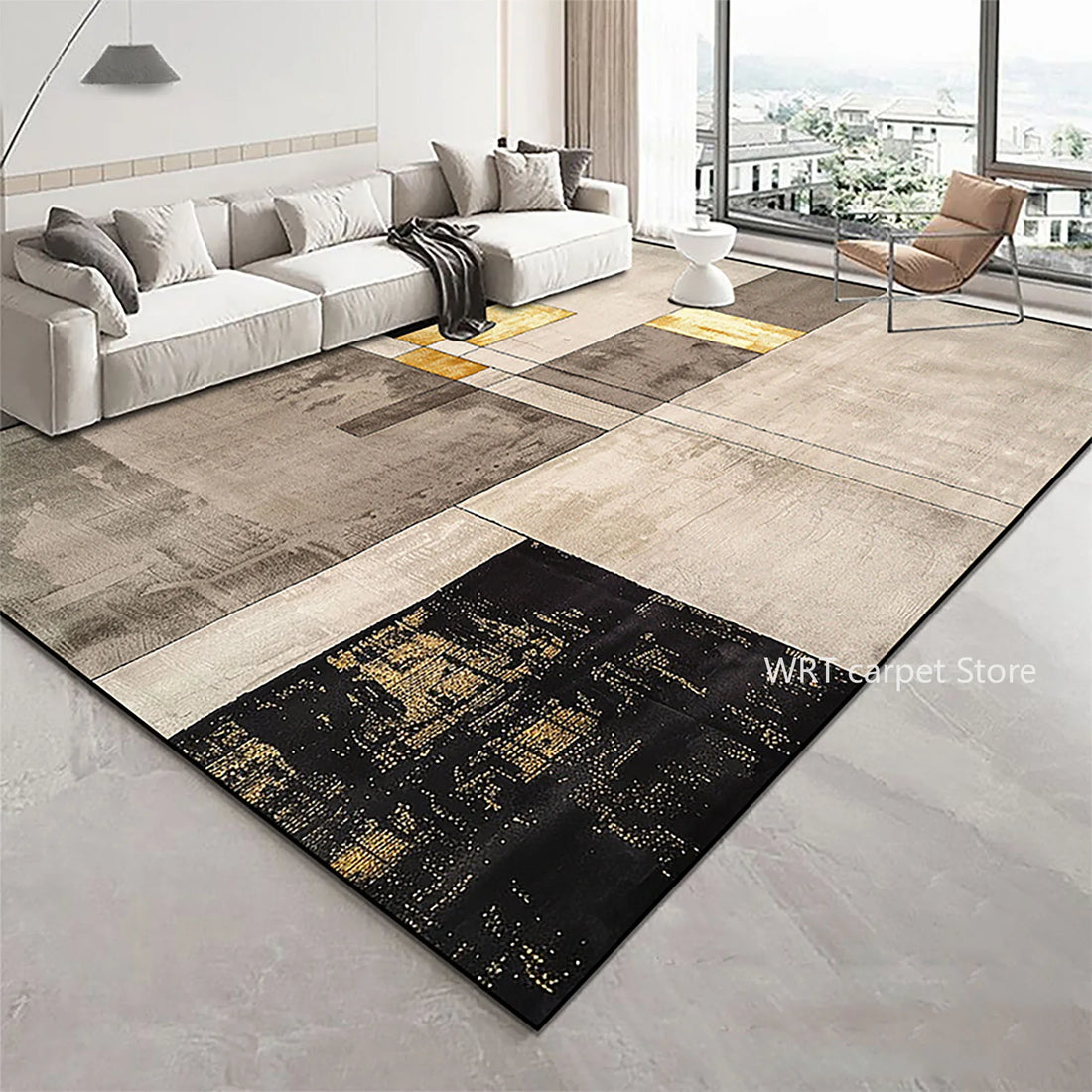 Teppich mit goldenem Geometrie-Muster im Luxus-Stil für Wohnzimmer und Schlafzimmer – 60 × 90 bis 200 × 400 cm, 3D-Druck, rutschfest, 11 Motive