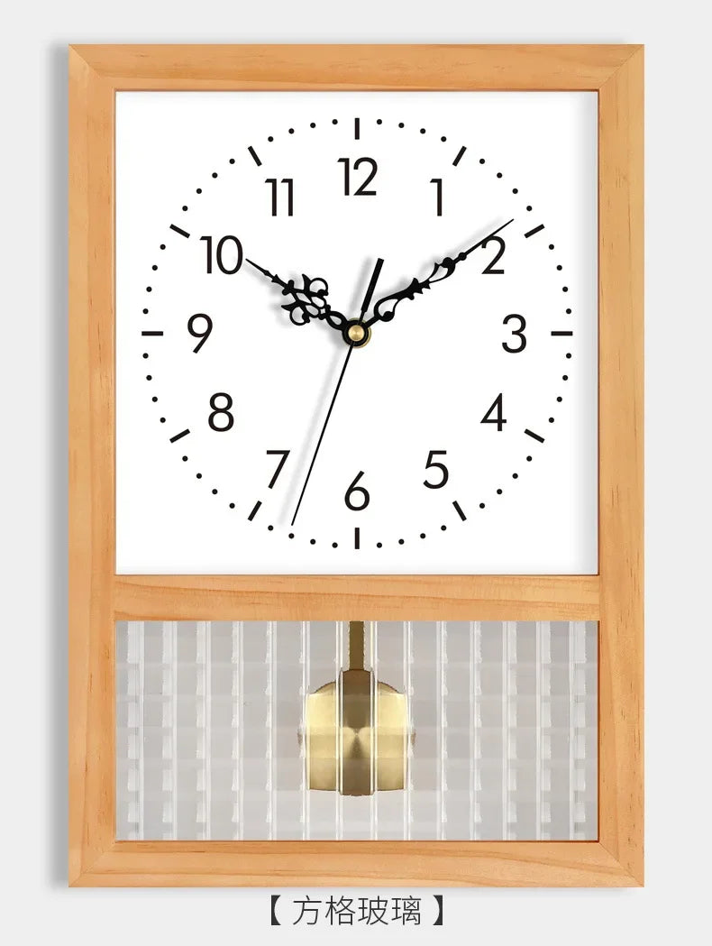 Pendel-Wanduhr aus Massivholz im japanischen Retro-Stil für Wohnzimmer und Arbeitszimmer – ca. 30 × 20 × 7 cm, lautloses Uhrwerk, 8 Ausführungen