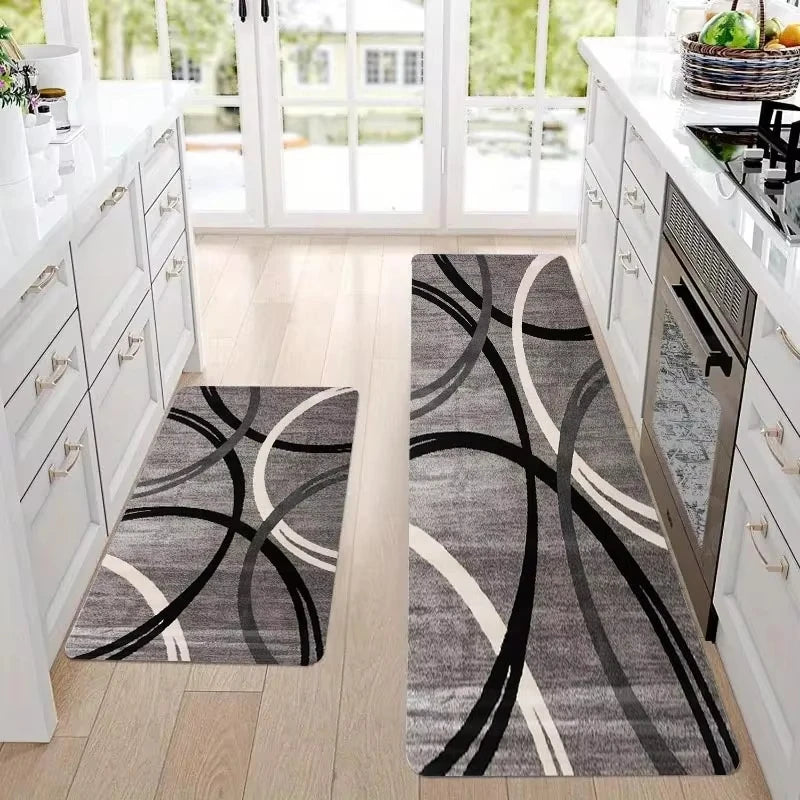 Minimalistischer geometrischer Teppich aus Kristallsamt für Küche, Wohnzimmer, Foyer und Balkon – 40 × 60 bis 50 × 160 cm, saugfähig, rutschfest
