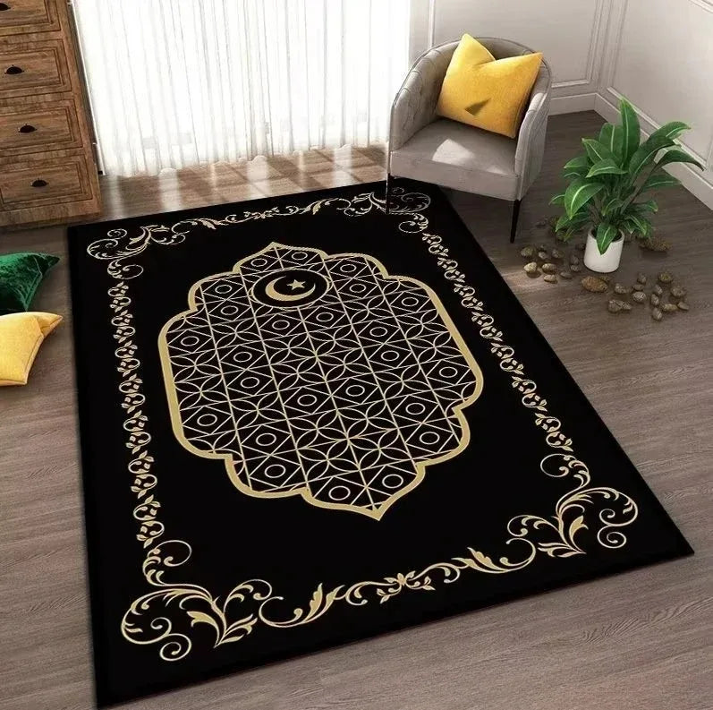 Rutschfester Teppich mit islamischem Motiv als Gebetsmatte für Wohnzimmer und Schlafzimmer – 40 × 60 bis 120 × 160 cm, gepolstert, waschbar, 6 Motive