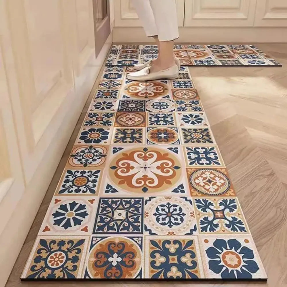 Küchenläufer aus Kristallsamt für Küche und Eingang – 40 × 60 bis 50 × 160 cm, saugfähig, ölbeständig, rutschfest, einzeln oder im 2er-Set, 8 Motive