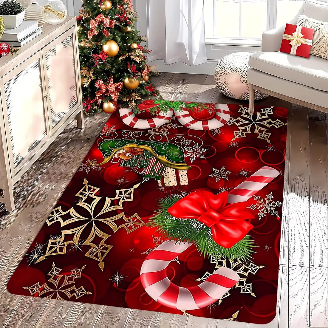 Weihnachtsteppich mit festlichem Motiv für Wohnzimmer, Schlafzimmer und Eingang – 40 × 60 bis 120 × 160 cm, weich, als Willkommensmatte, 4 Motive