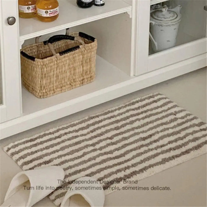 Gestreifter Teppich im minimalistischen Stil für Wohnzimmer, Schlafzimmer und Bad – 40 × 60 bis 60 × 90 cm, Kaschmir-Imitat, rutschfest, 5 Motive