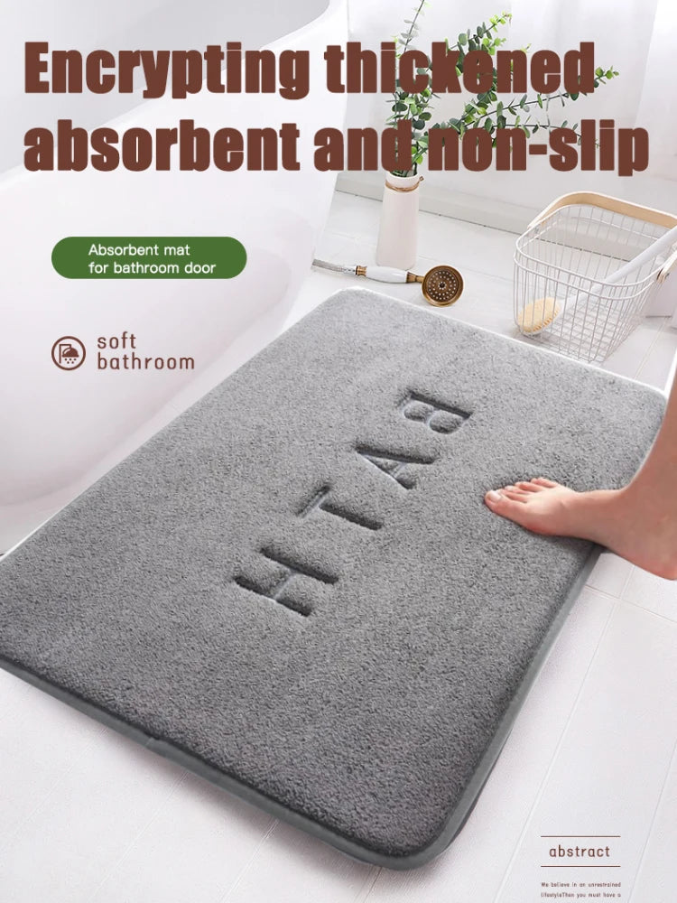Saugfähige Badematte aus Korallenfleece mit Memory-Schaum und BATH-Prägung für Bad, Küche und Wohnzimmer – 40 × 60 cm, rutschfest, weich, 4 Farben