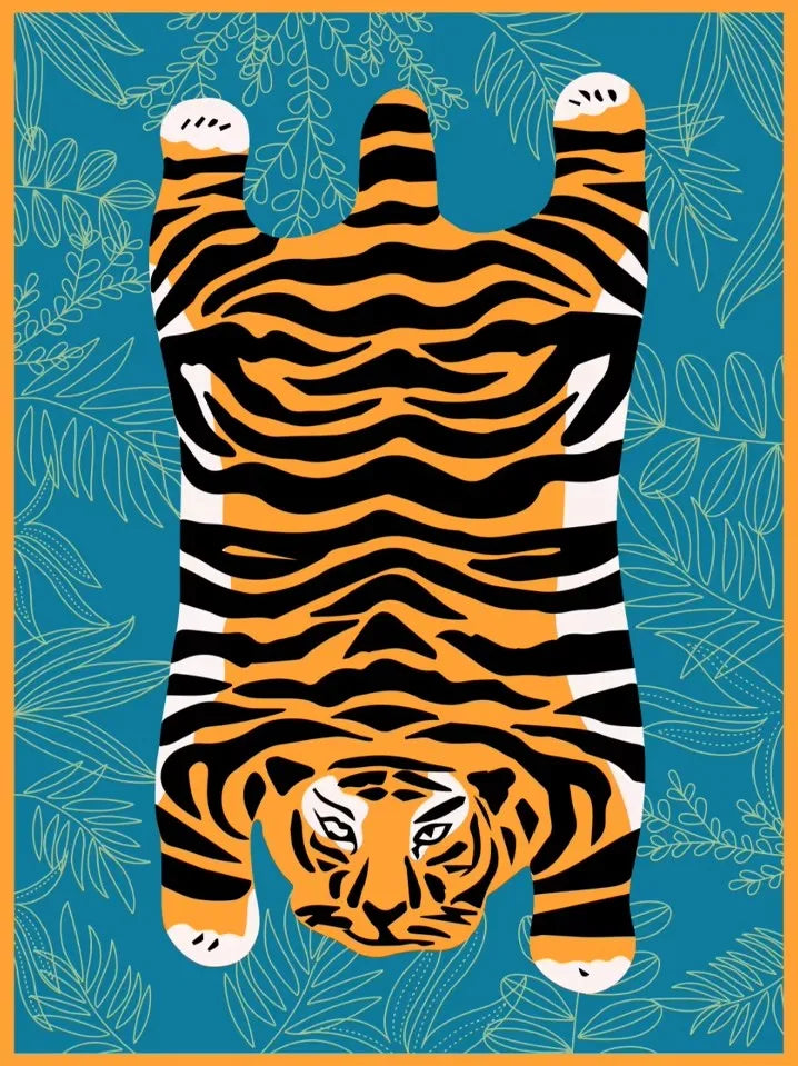 Teppich mit Leoparden- und Tigermotiven im orientalischen Stil für Wohnzimmer und Schlafzimmer – 40 × 60 bis 180 × 240 cm, Flanell, 13 Motive