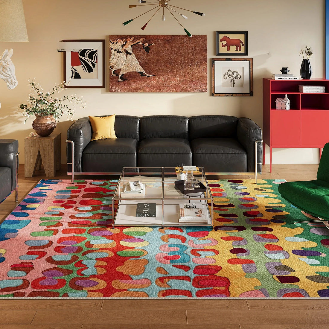 Teppich in Dopamin-Farben mit abstraktem Wellenmuster für Schlafzimmer, Wohnzimmer und Garderobe – 80 × 120 bis 200 × 300 cm, rutschfest, 12 Motive