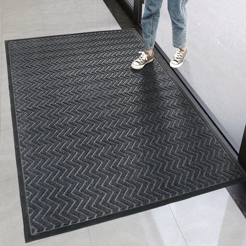 Gestreifte Fußmatte für Eingangstür, Balkon und Küche – 45 × 75 oder 60 × 90 cm, rutschfest, zuschneidbar, leicht zu reinigen, Dunkelgrau oder Braun