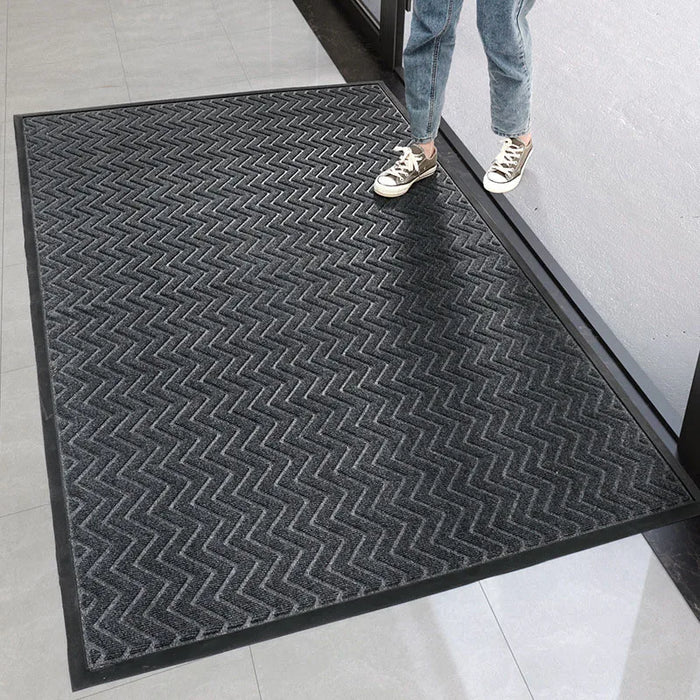 Gestreifte Fußmatte für Eingangstür, Balkon und Küche – 45 × 75 oder 60 × 90 cm, rutschfest, zuschneidbar, leicht zu reinigen, Dunkelgrau oder Braun