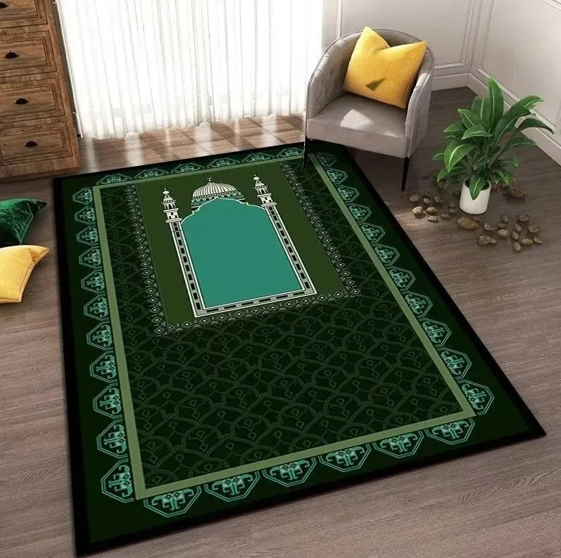 Rutschfester Teppich mit islamischem Motiv als Gebetsmatte für Wohnzimmer und Schlafzimmer – 40 × 60 bis 120 × 160 cm, gepolstert, waschbar, 6 Motive