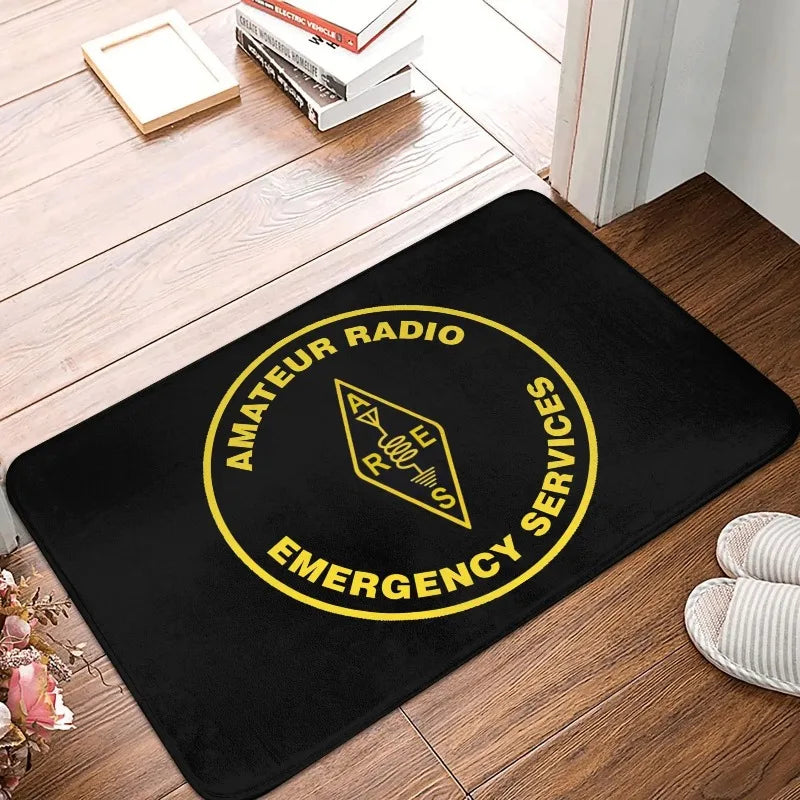 Fußmatte mit Retro-Motiv für Amateurfunker für Eingang, Küche und Bad – 30 × 50 bis 50 × 80 cm, Flanell, bedruckt, rutschfest, 10 Motive
