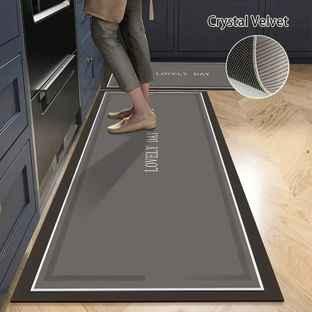 Langer Küchenläufer aus Kristallsamt für Küche, Flur und Wohnzimmer – 40 × 60 bis 50 × 160 cm, bedruckt, saugfähig, rutschfest, PVC-Rücken, 25 Motive